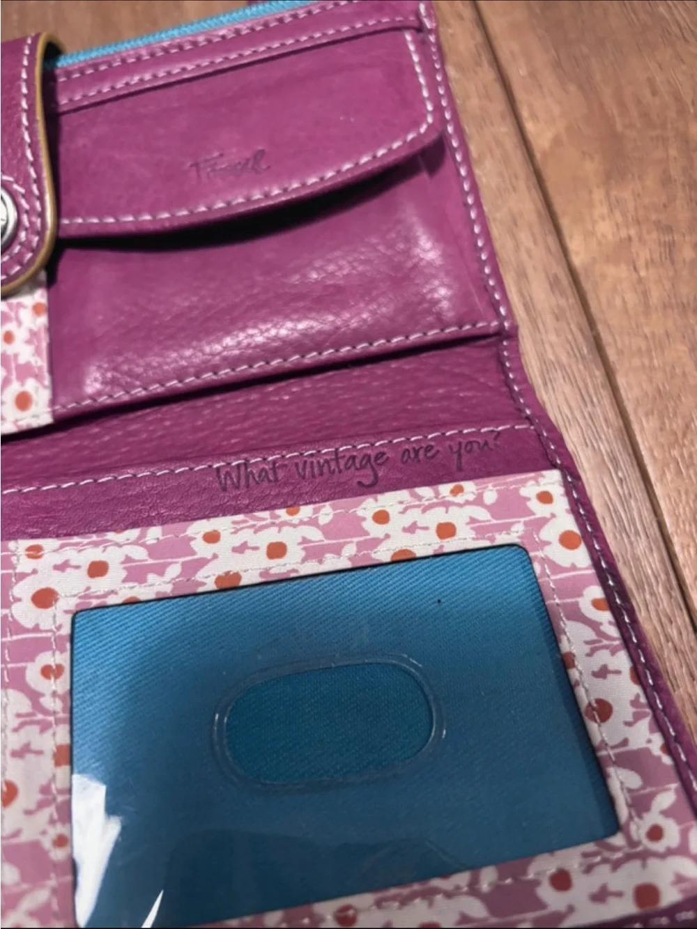 Fossil Purple Multicolor Dot Leather Wallet
